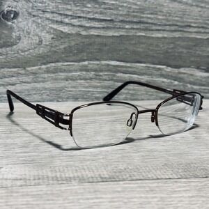 ELLE EL18779 Eyeglass Frames Womens 50-18-135 Brown Half Rim Rectangular Optical
